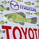 A banner from the announcement on the Toyota-Mazda plant and the spring pygmy sunfish.